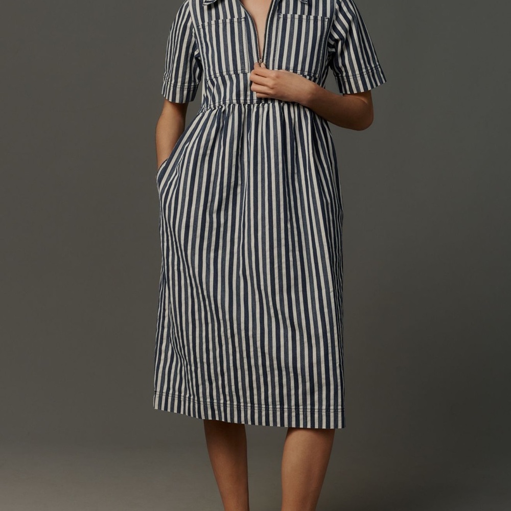 Anthropologie Navy and White Striped Dress